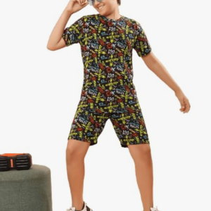 Boys Cotton T-shirt & Shorts Coord set/Boys' Soccer Ball - Dinosaur Print Cotton Coord Set - Casual Summer Tee & Shorts Outfit for Kids